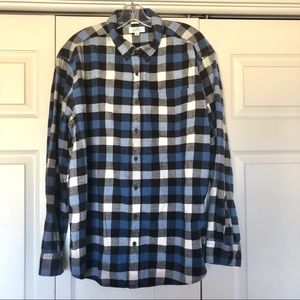 Croft & Barrow men’s long sleeve button down flannel shirt. Blue/black/white XXL